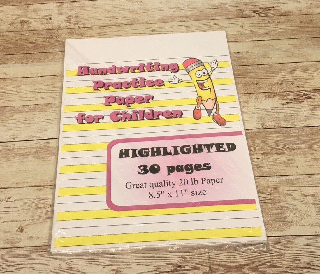 Highlighted – Handwriting Practice Paper For Children – 30 Sheets