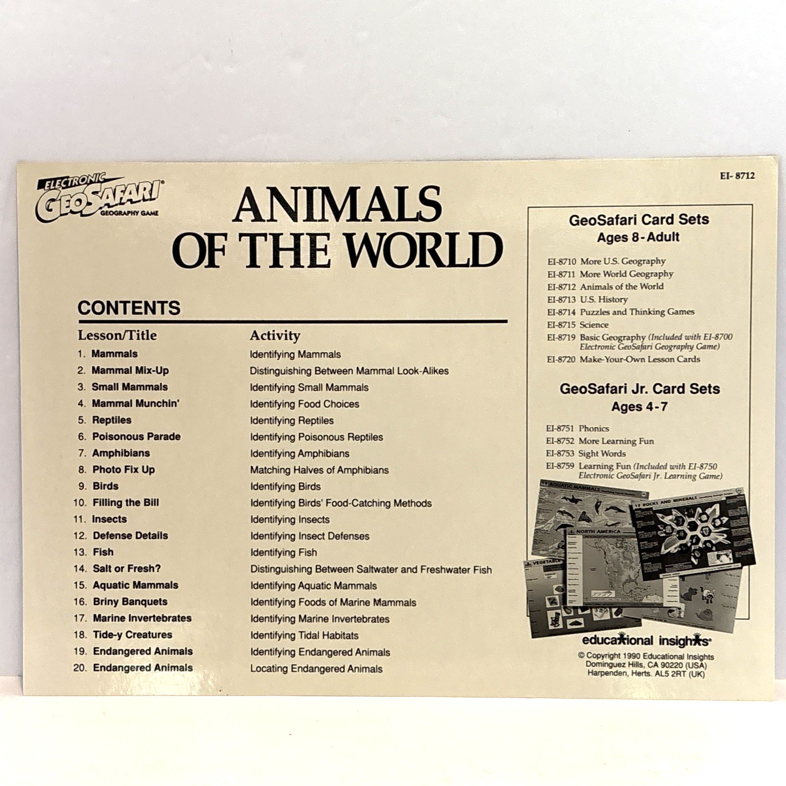 Vintage GeoSafari Animals of the World Learning Game Homeschool Complete Cards