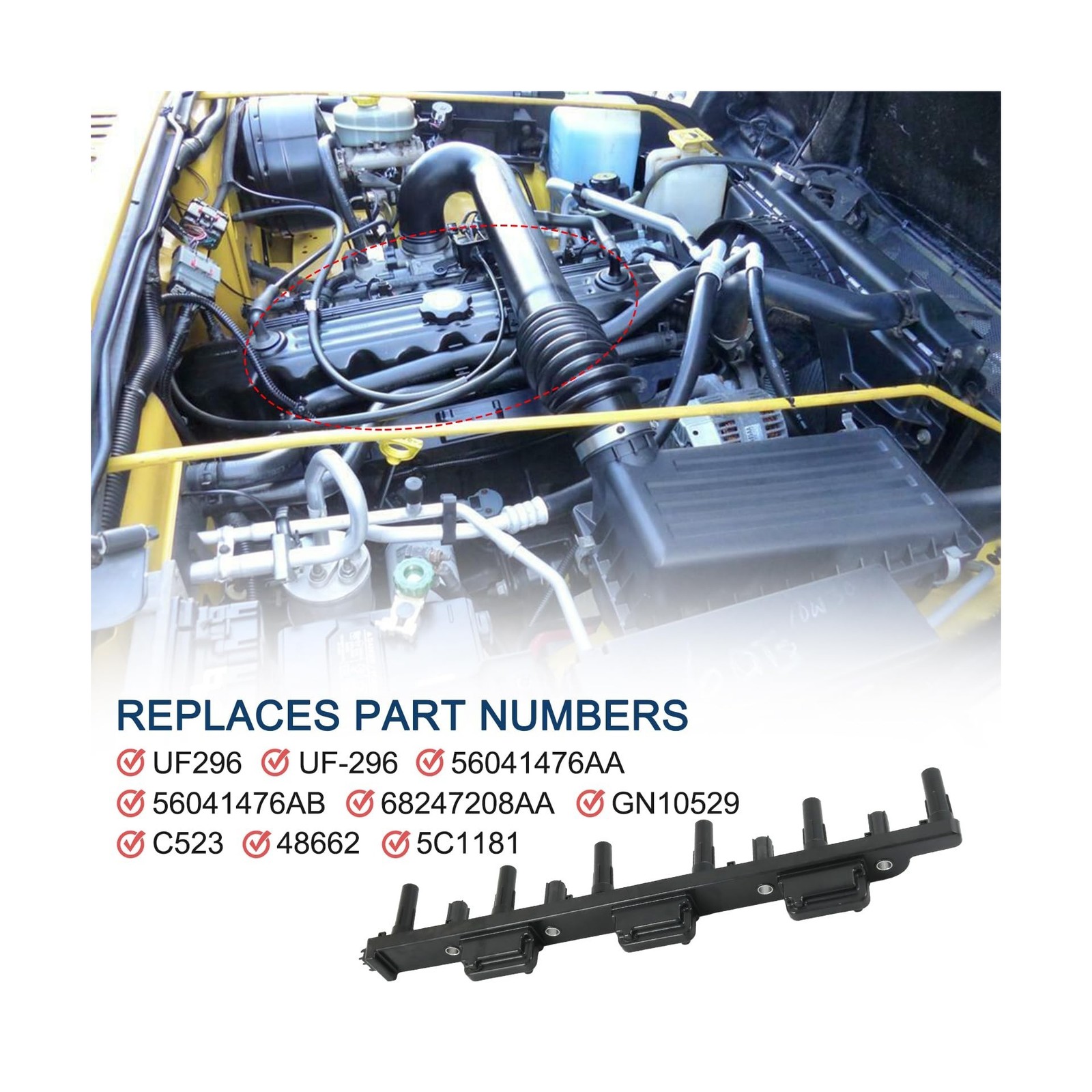 Set of 6 Ignition Coil Pack Compatible with Jeep Cherokee Grand Cherokee Wran…