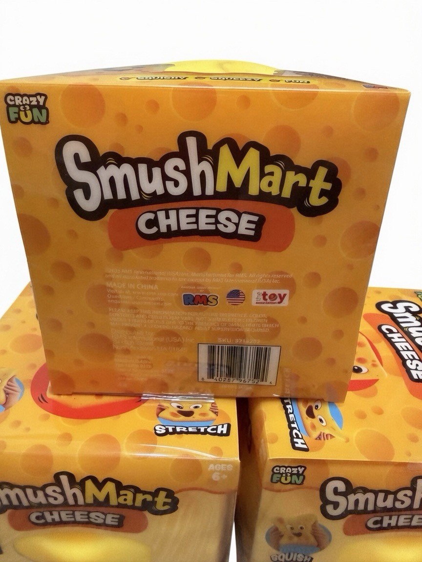 3 Pack SmushMart Cheese Squishy Toys Stretch Squeeze Stress Relief New
