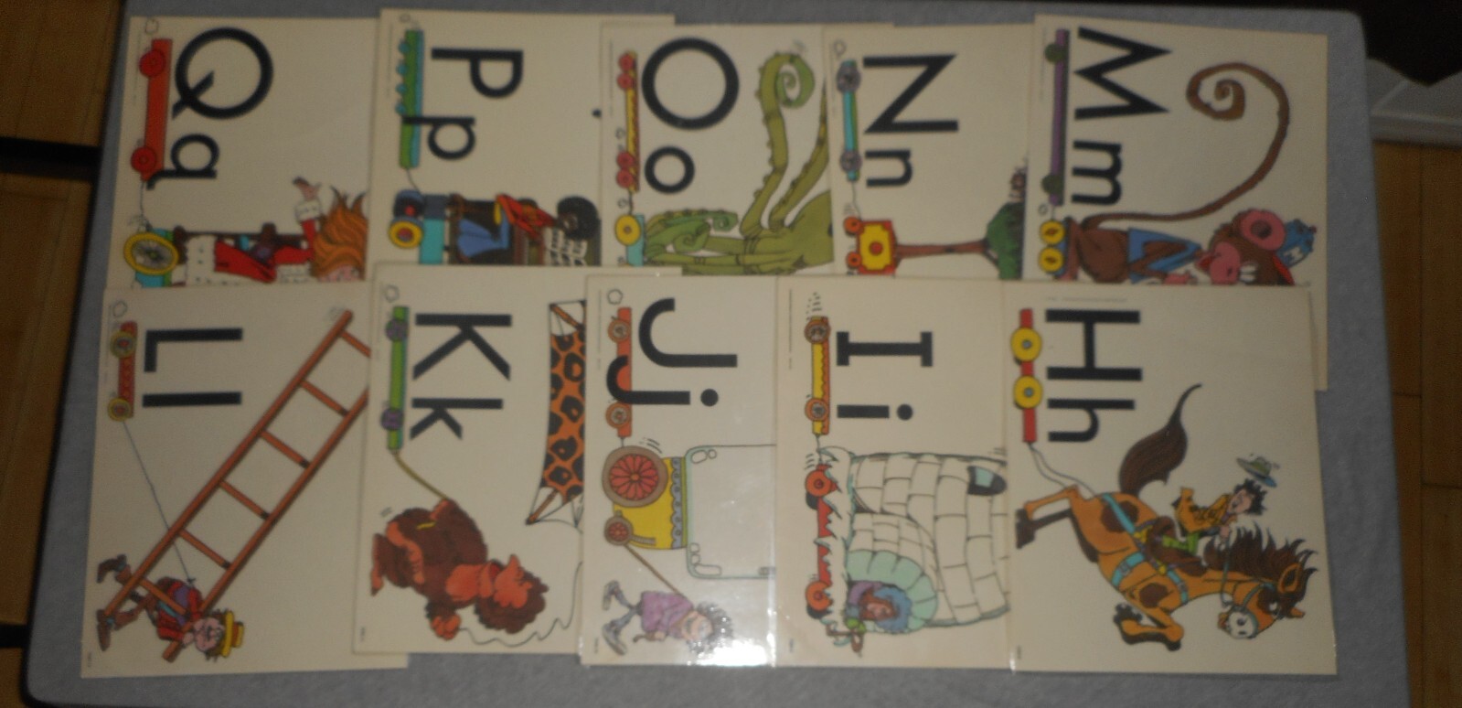 Vintage 1977 Milton Bradley Alphabet Poster Cards Electric Company Set USA MADE