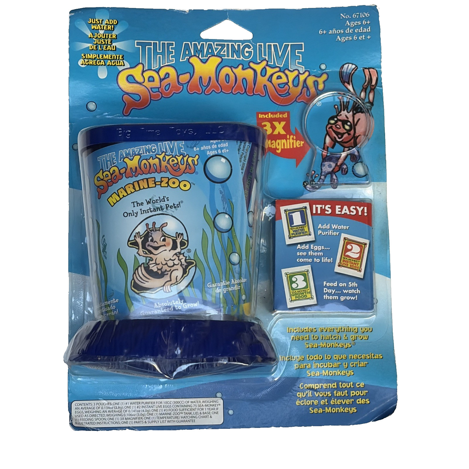 Vintage Sea Monkeys Marine Zoo Kit Sealed Contents Damaged Backing Card #67106