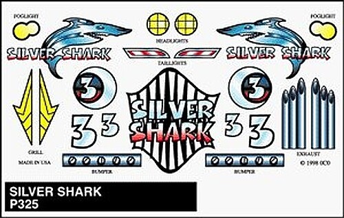 Pine-Car Pinewood Derby Silver Shark Stick-On Decal – Pinewood Derby Decal and