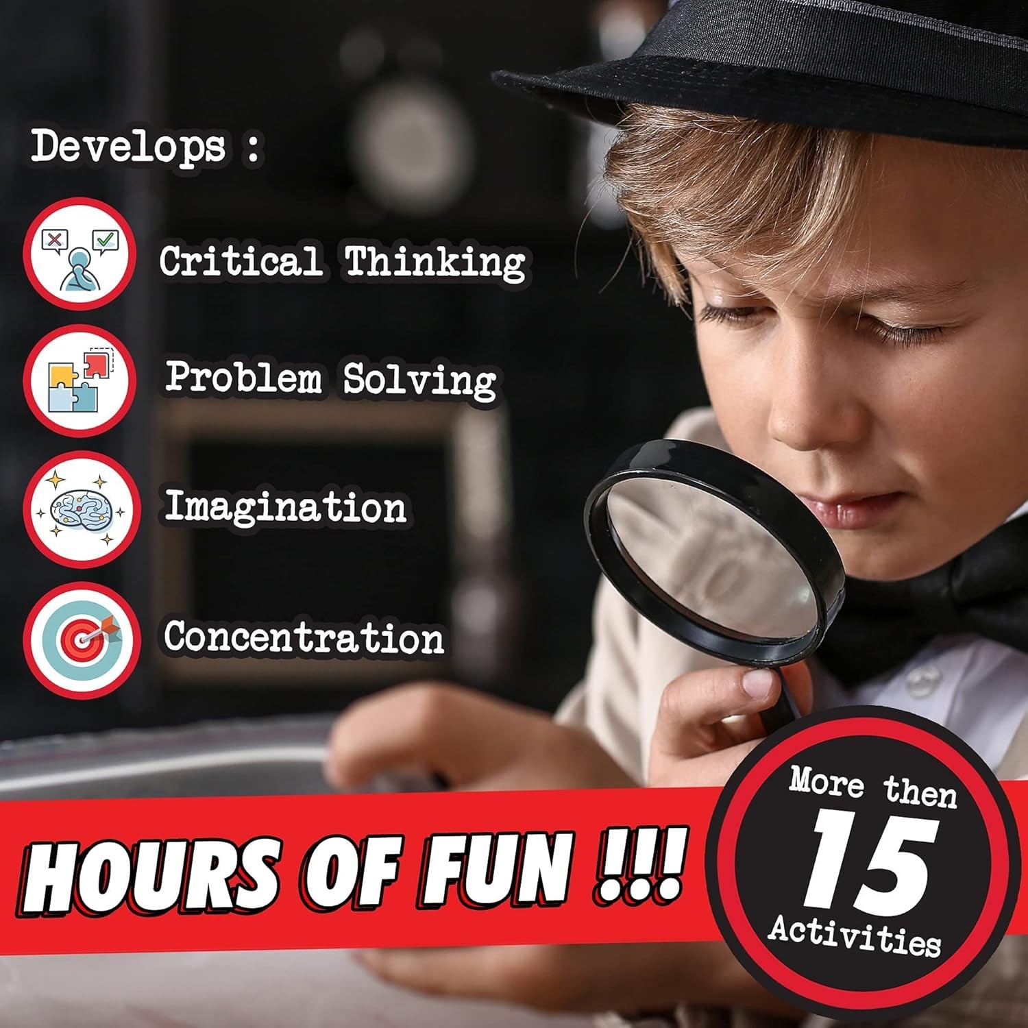 BLOONSY Spy Kit for Kids Detective Fingerprint Toys for 6 7 8 9 10 11 12 Year Ol