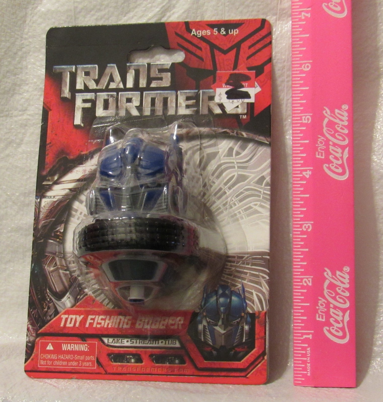 Optimus Prime Toy Fishing Bobber Transformers Lake Stream Tub Fun Blue Red NIP