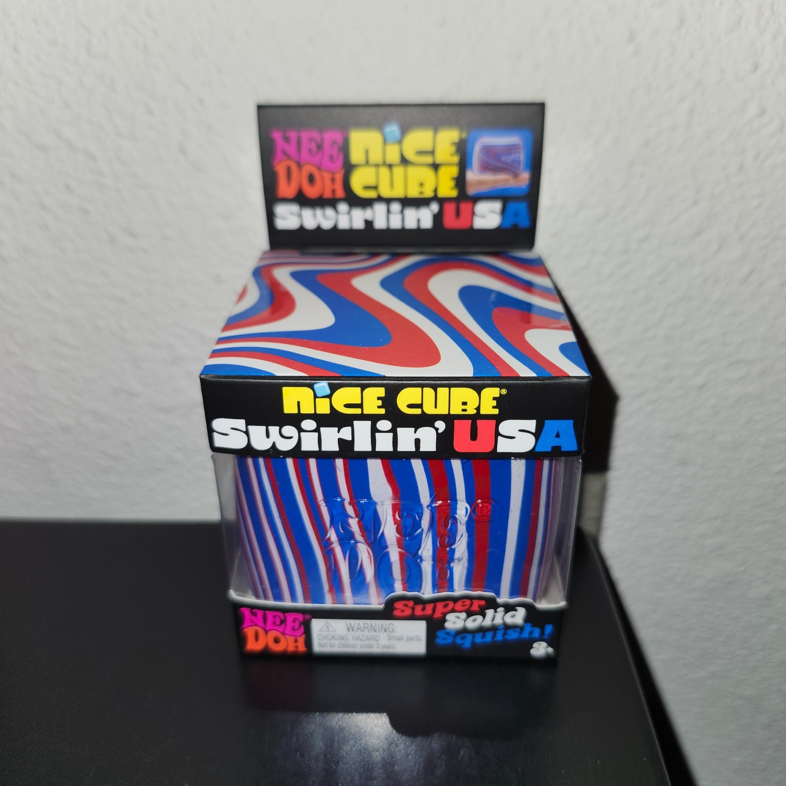 Nee Doh Nice Cube Swirlin’ USA Super Solid Squish Toy Red, White & Blue! VHTF