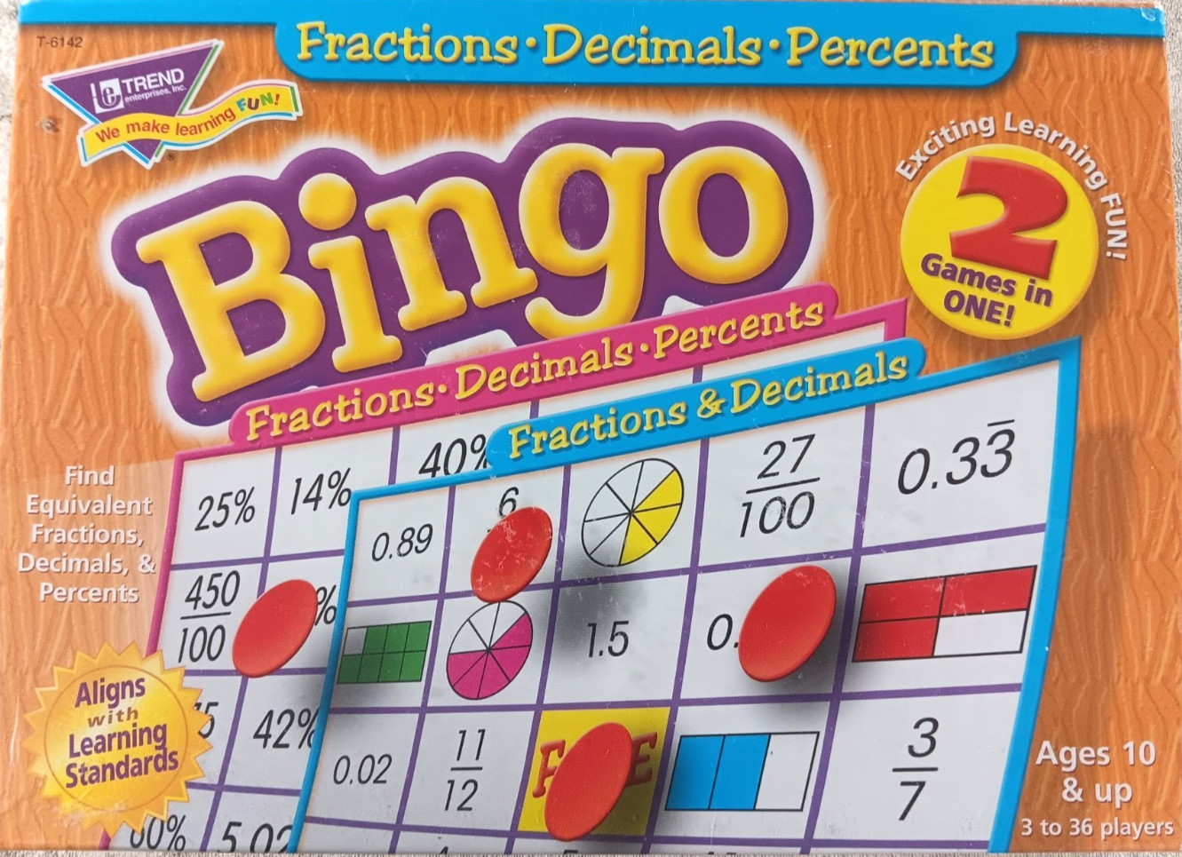 Trend Fractions Decimals Percents Bingo NEW SEALED