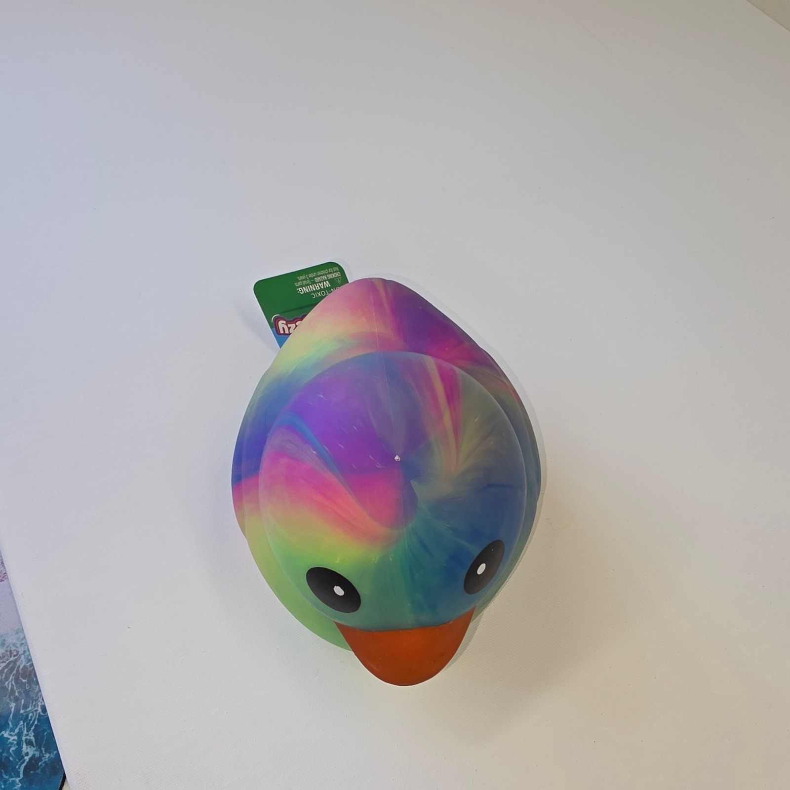 New Squeeezy Rainbow Marble Duck Jumbo Squishy Stress Ball Gel Filled Toy