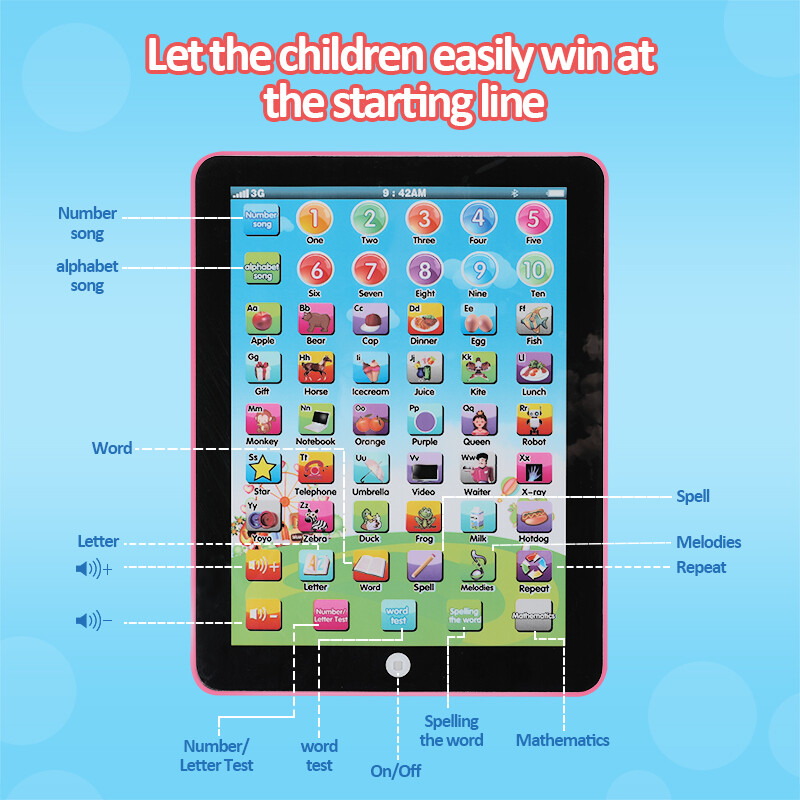 Educational Learning Tablet Musical Pad Toy for Age 1 2 3 4 5 6 Years Old Grils