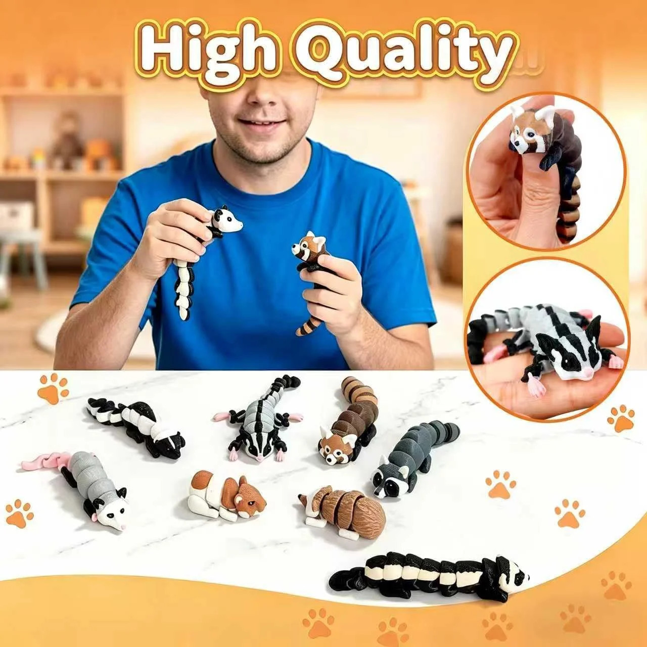 12 PCS 3D Printed Animals Figures Toys, Realistic Articulated Desk Pets, Educati