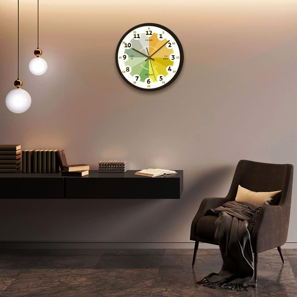 How to Tell Time Learning Silent Quartz Clock,Voice Control LED Night Light,Home