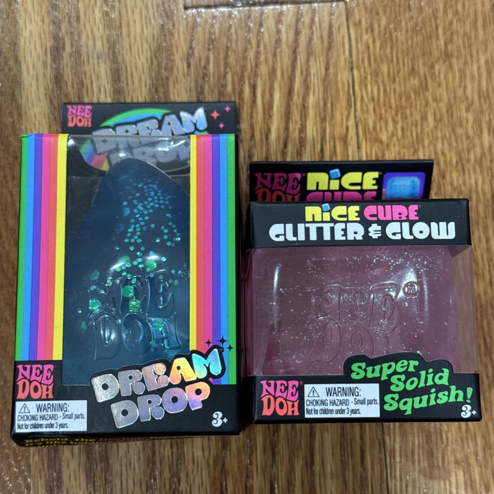 Brand New Needoh Dream Drop + Nice Cube Glitter Glow Squishy