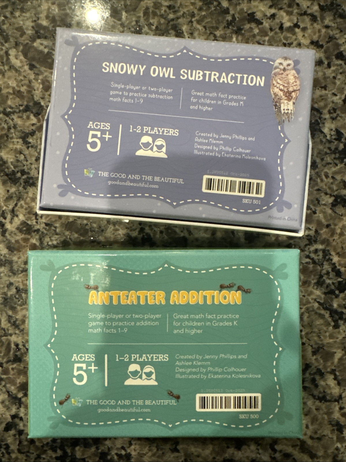 The Good and the Beautiful Anteater Addition & Snowy Owl Subtraction Math Games