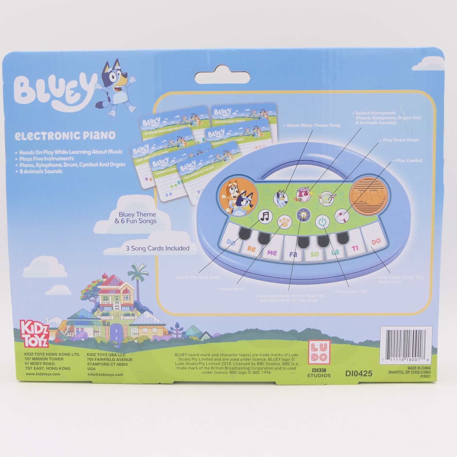 Kidz Toyz Bluey Electronic Piano Musical Keyboard Bluey Theme + 6 Fun Songs 3+