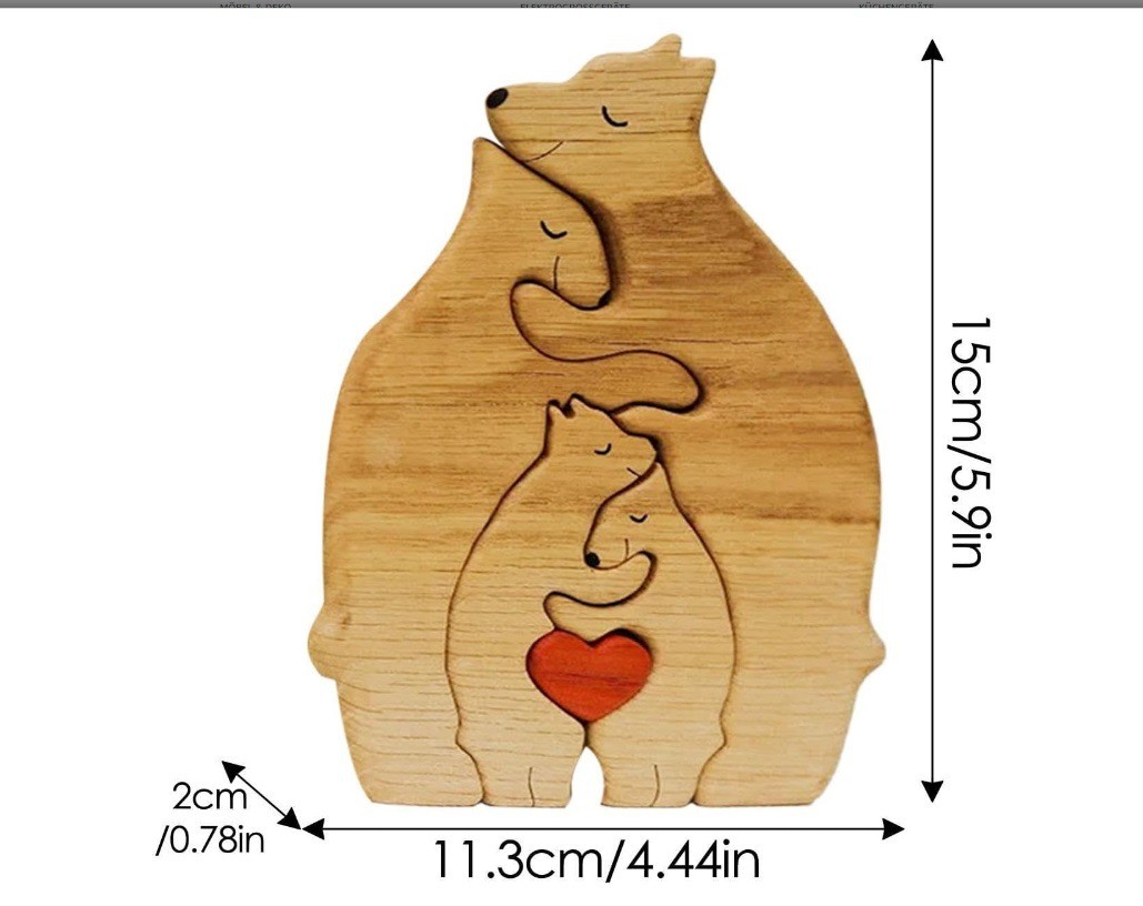 Personalized Bear Family Wooden Puzzle Toy Family Of Bears, Educational Toy DIY