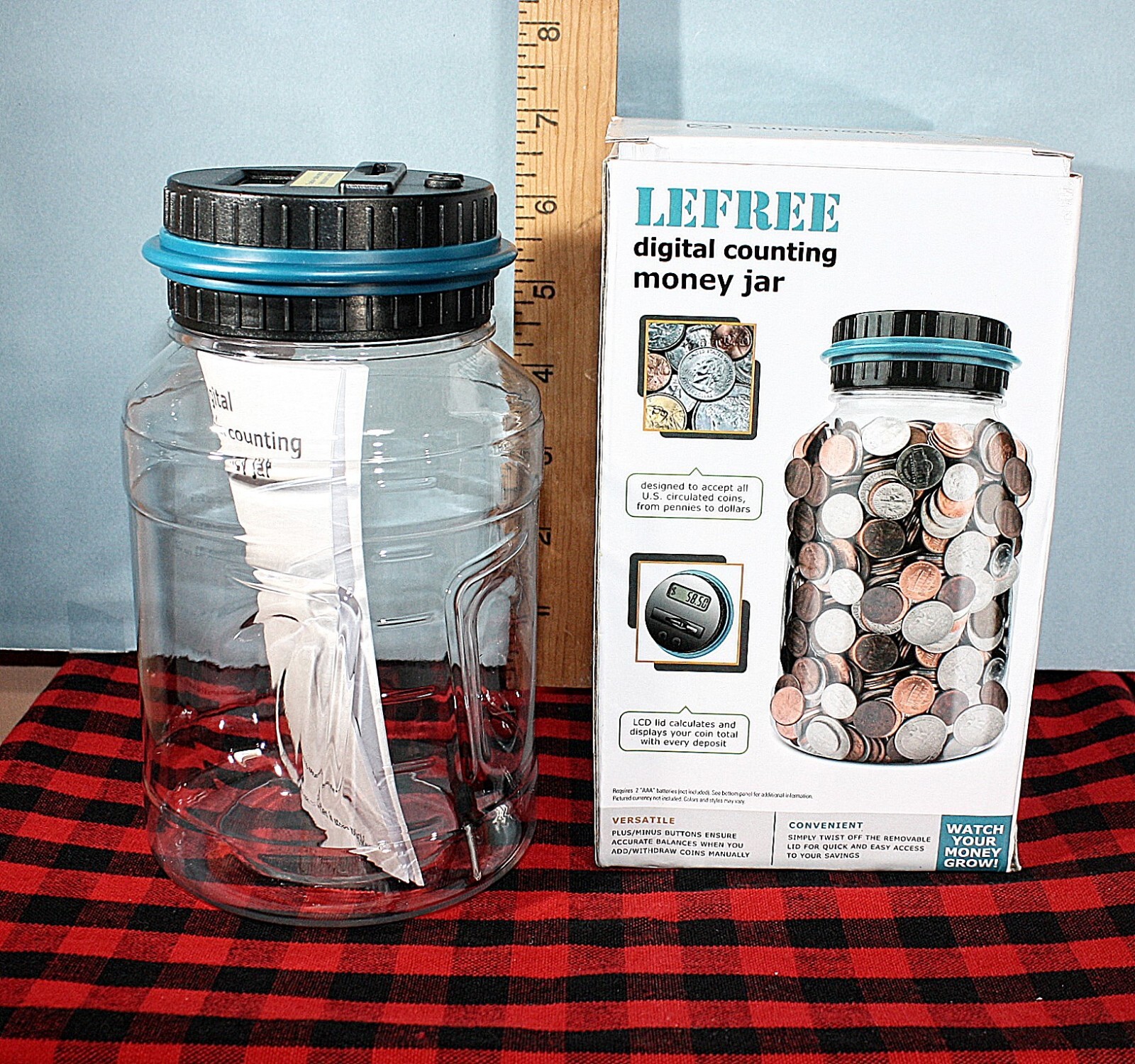 Digital Coin Counting Jar Bank LCD Change Counter Money Saving Jar New in Box