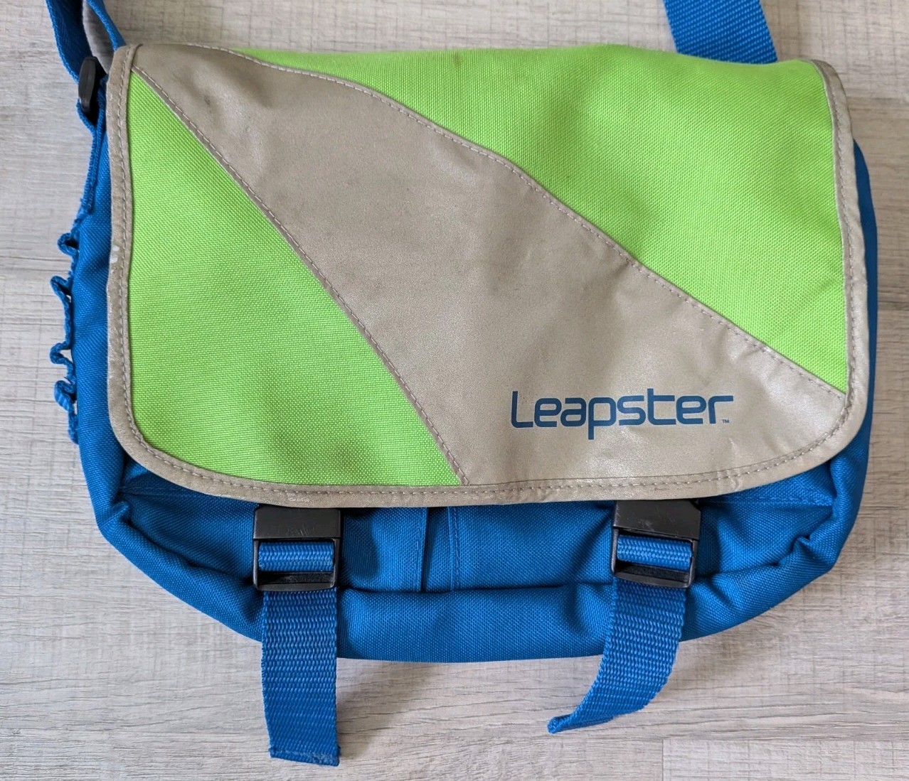 Leapster Storage Messenger Bag Blue Green Gray Pockets & Handle