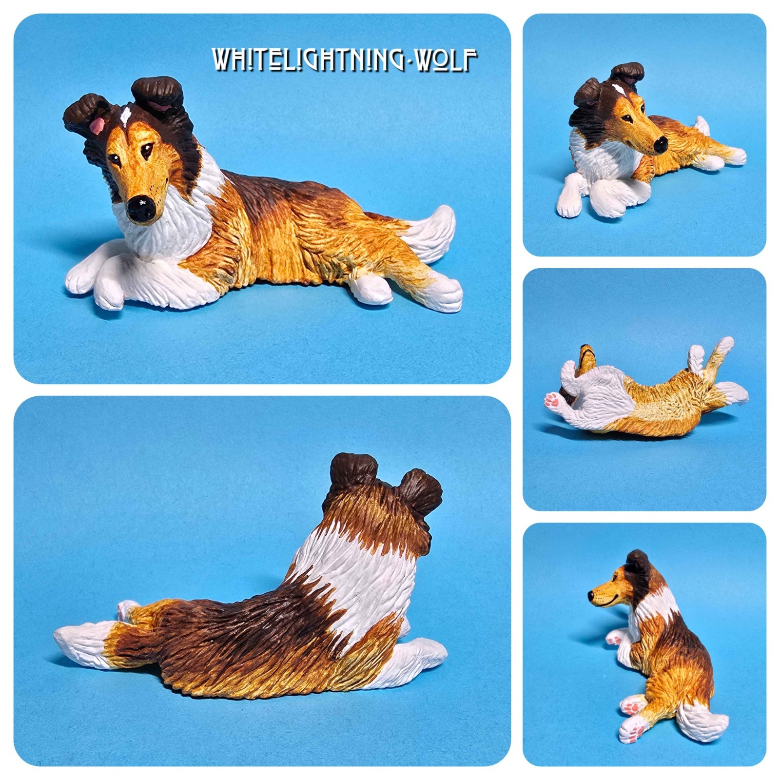 OOAK Custom Vintage Puppy In My Pocket Collie Dog Pups Toy Animal Figure -BELLA-