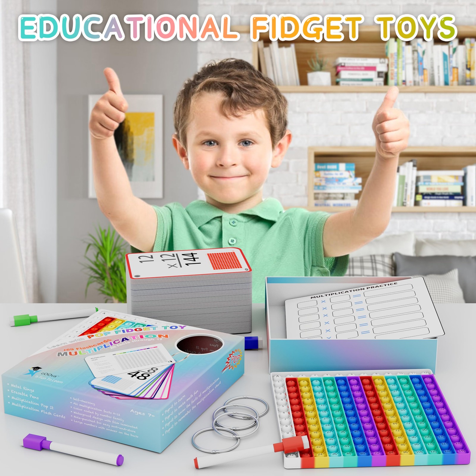 Multiplication Flash Cards 3rd Grade with Medium, Multicolor