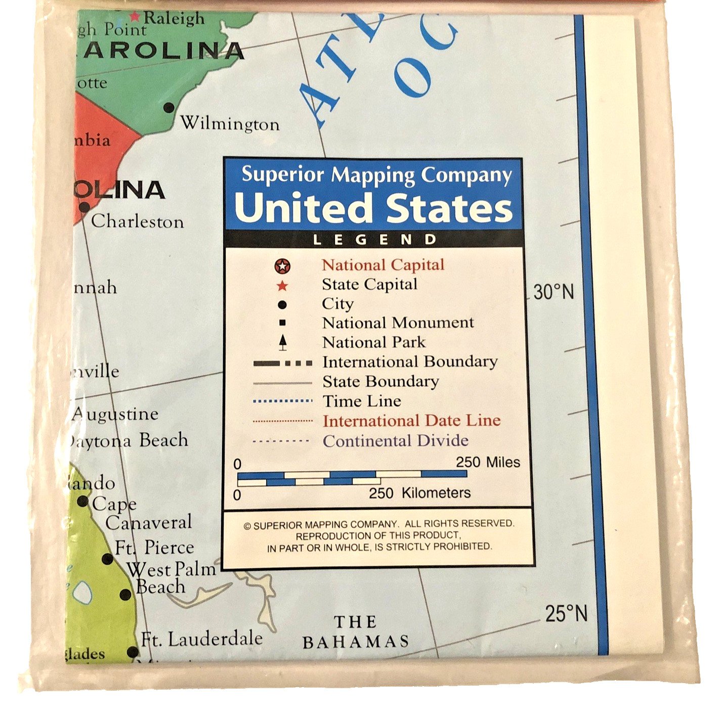 Teaching Tree United States Wall Map Poster With Gulf of Mexico 40×28 New Sealed