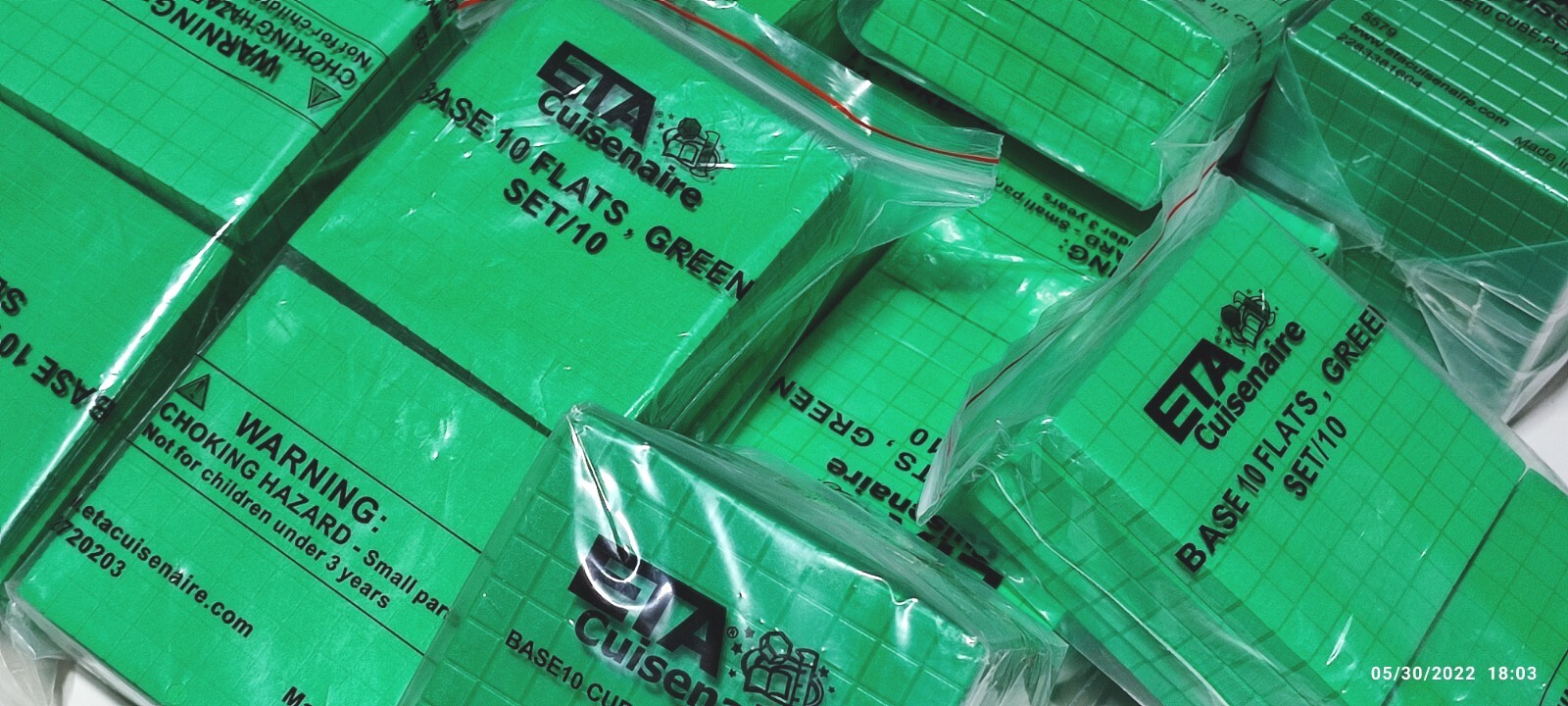 ETA Cuisenaire( Base 10 Flats Green SET and Base 10 Cube Plastic ) Lots