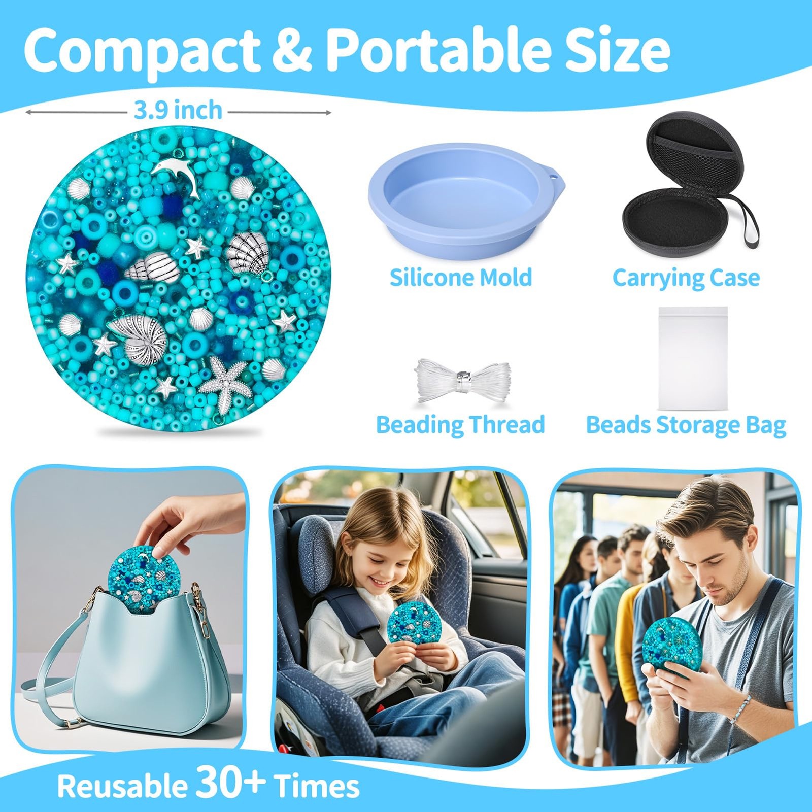 Reusable Fidget Pad Stress Relief Toy 4 Inches Silicone Anti Skin Picking times