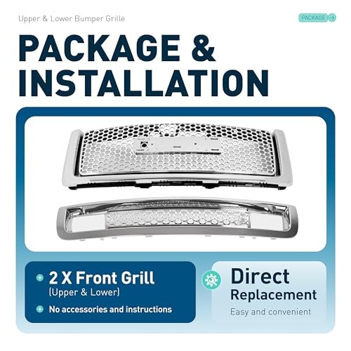 Front Grill Compatible with 2007-2013 GMC Sierra 1500 New Body Style Models