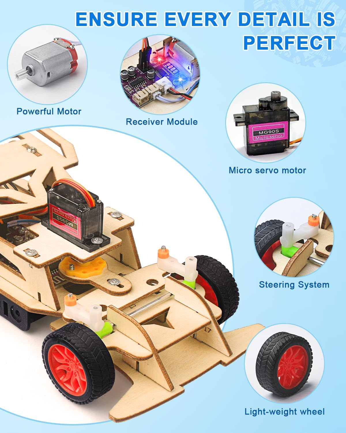 STEM Kits for Kids 8-10, STEM Toys for Boys Ages 8-13, Remote Control Car, Woode