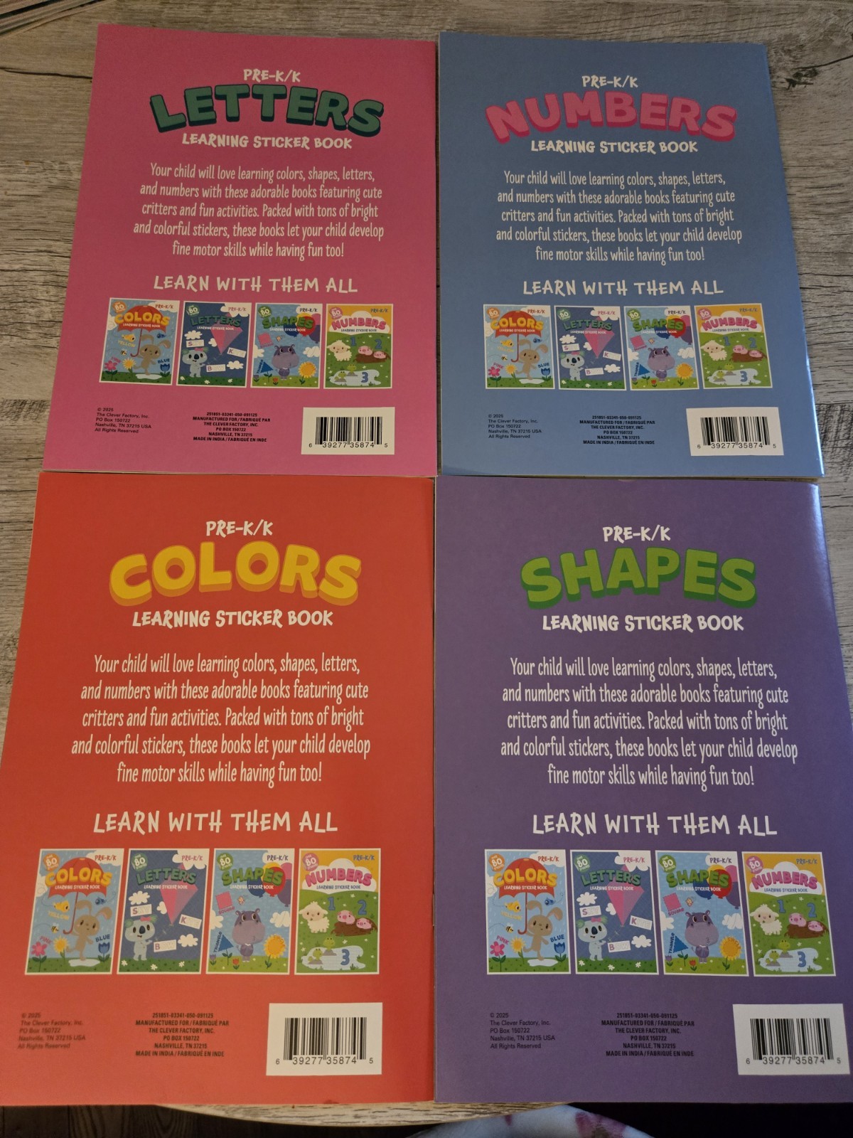 Set Of 4: Pre-K/K Learning Sticker & Activity Books. OVER 80 STICKERS EA
