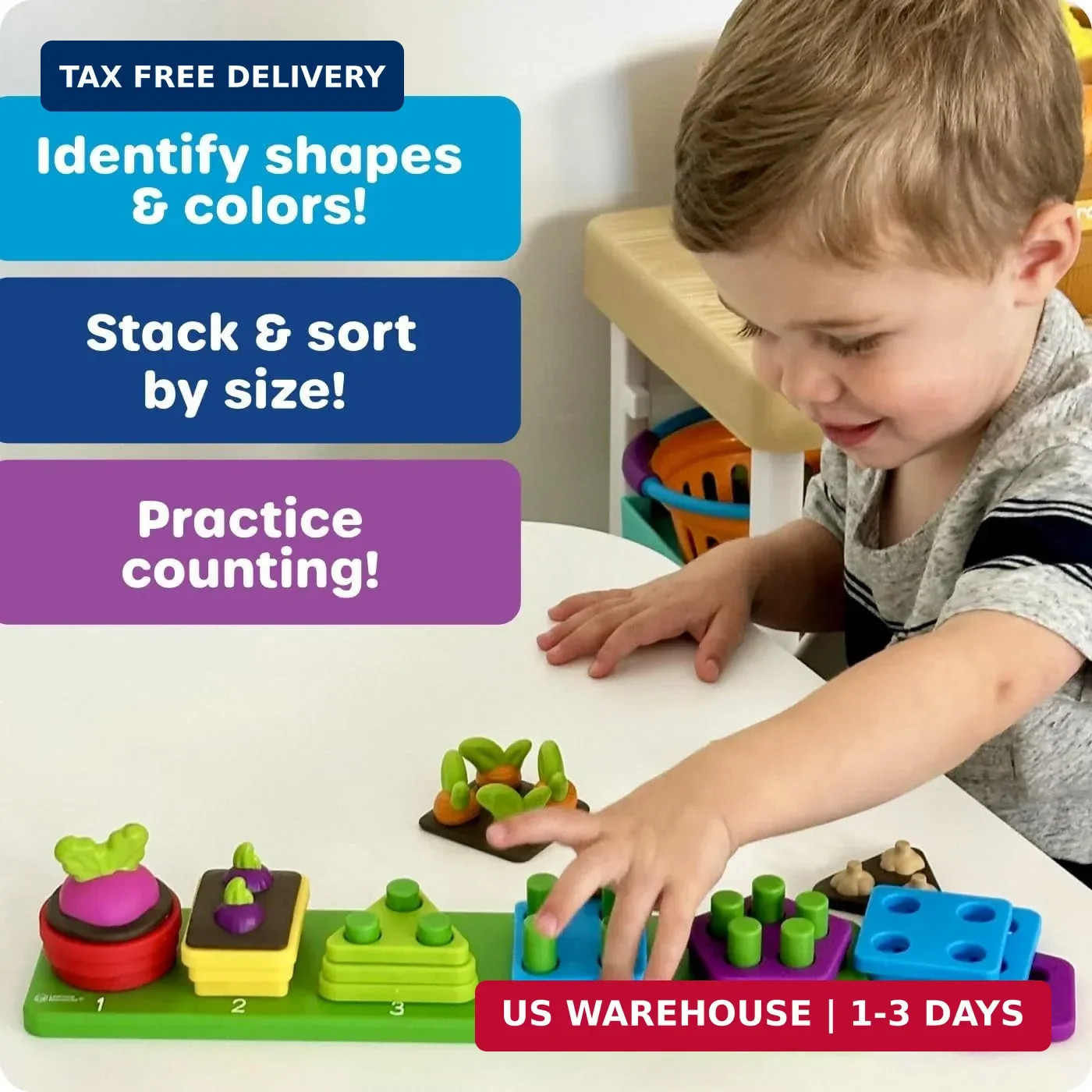 Learning Resources Stacking Shapes Garden, Fine Motor Skills, Stacking and Sorti