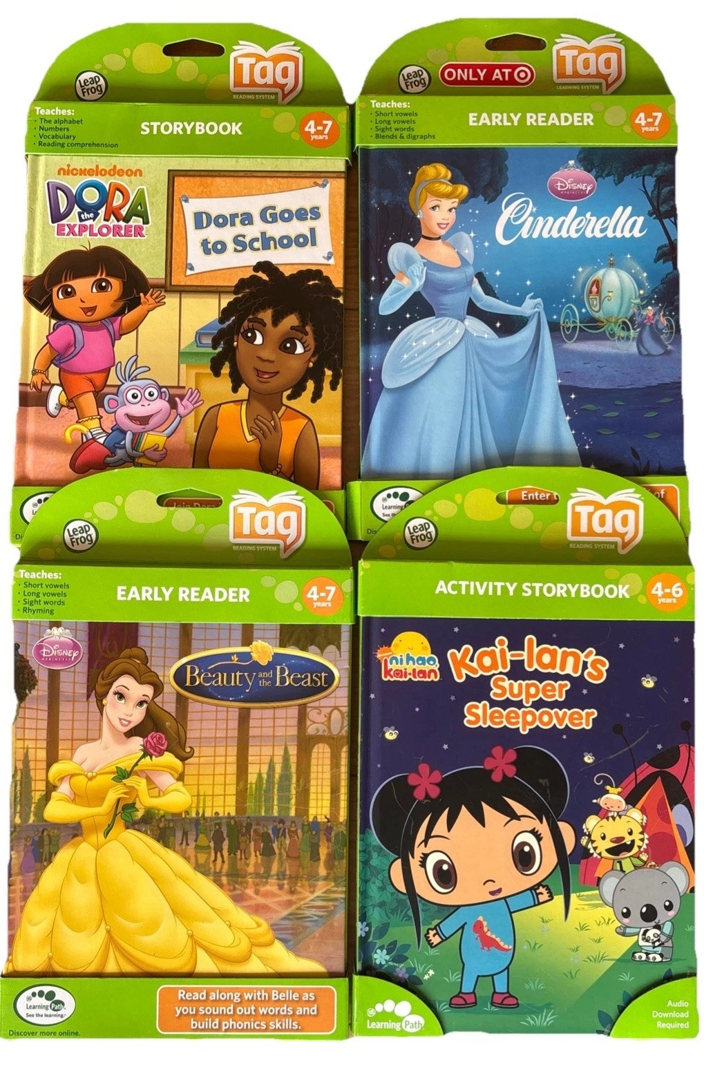 LeapFrog TAG Reading System Book Lot 4 Disney Princess Dora Kai-lan Sealed New
