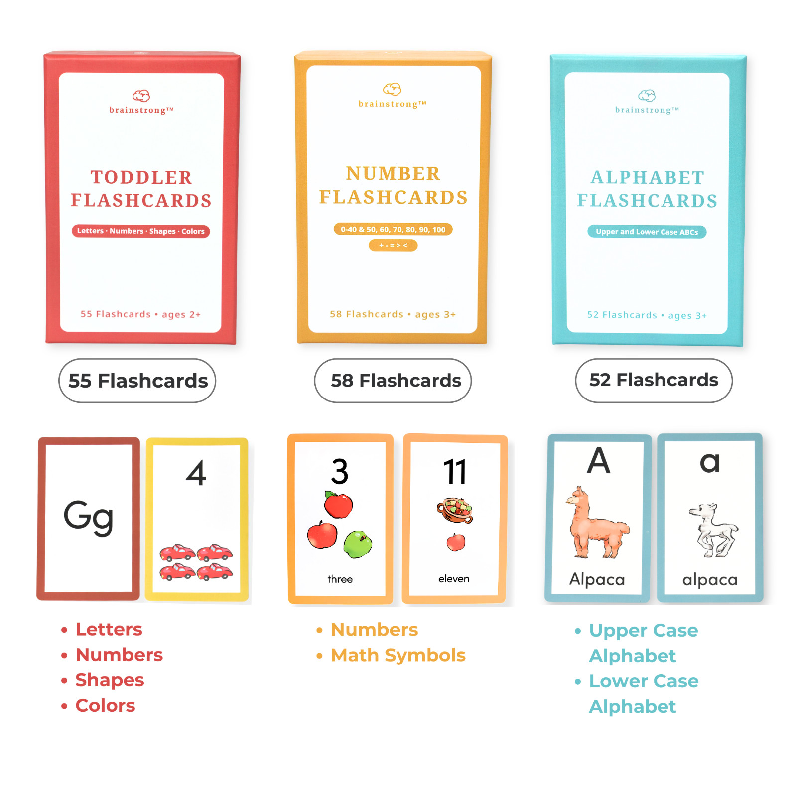 Preschool Flashcards- Brainstrong Letters, Numbers, Shapes & Colors – Ages 5-7