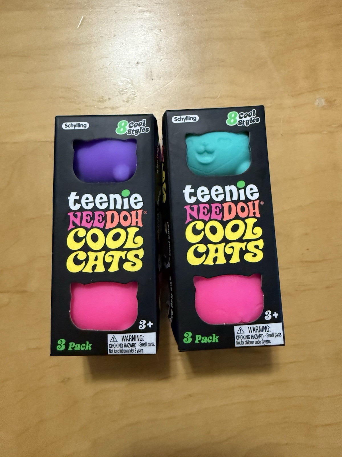 1x Schylling Teenie NeeDoh Cool Cats 3 pack Sensory Squeeze Toy Assorted Colors