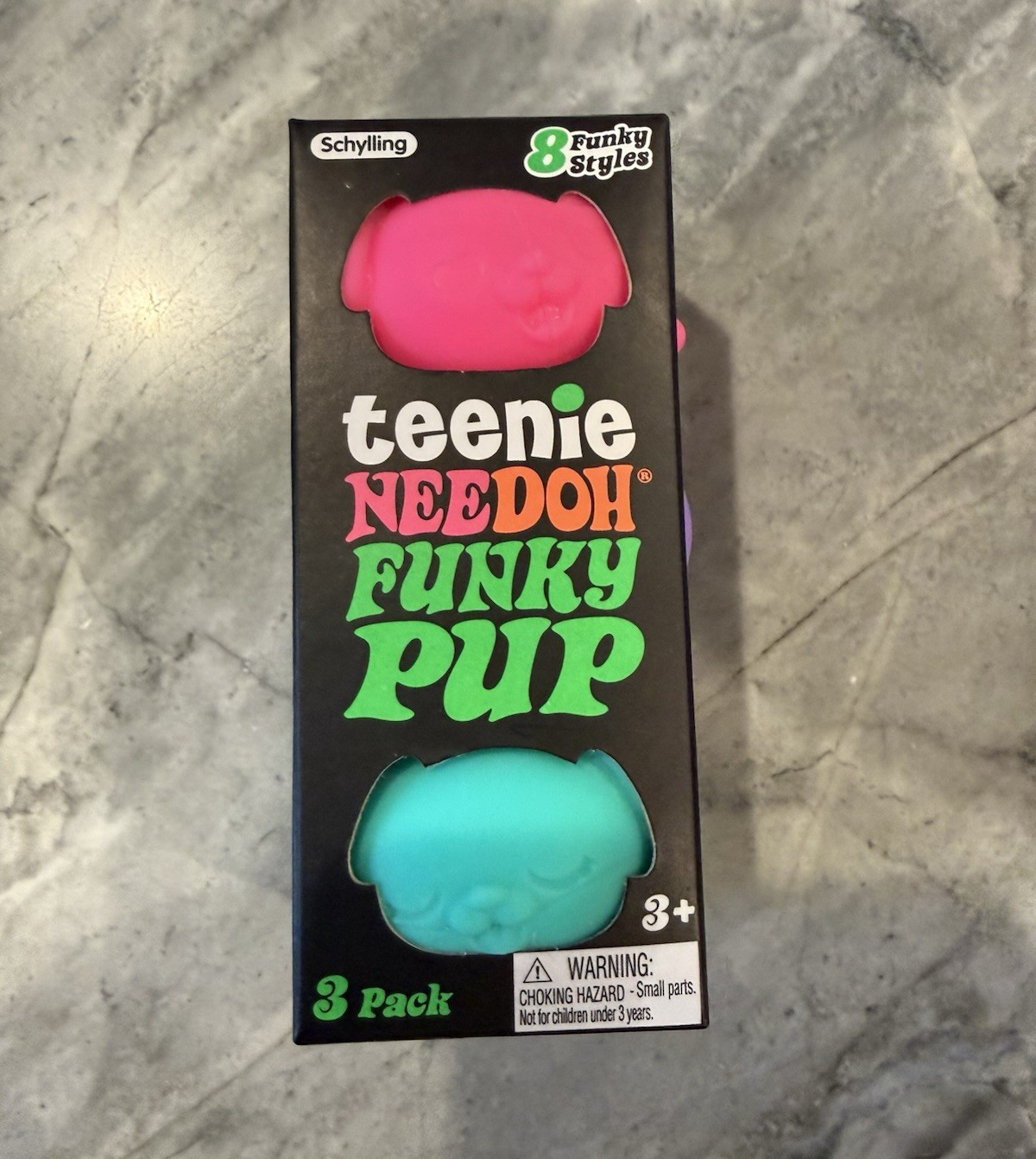 Schylling NeeDoh Teenie Funky Pup Squishy 3 Pack of Pink, Purple, and Teal