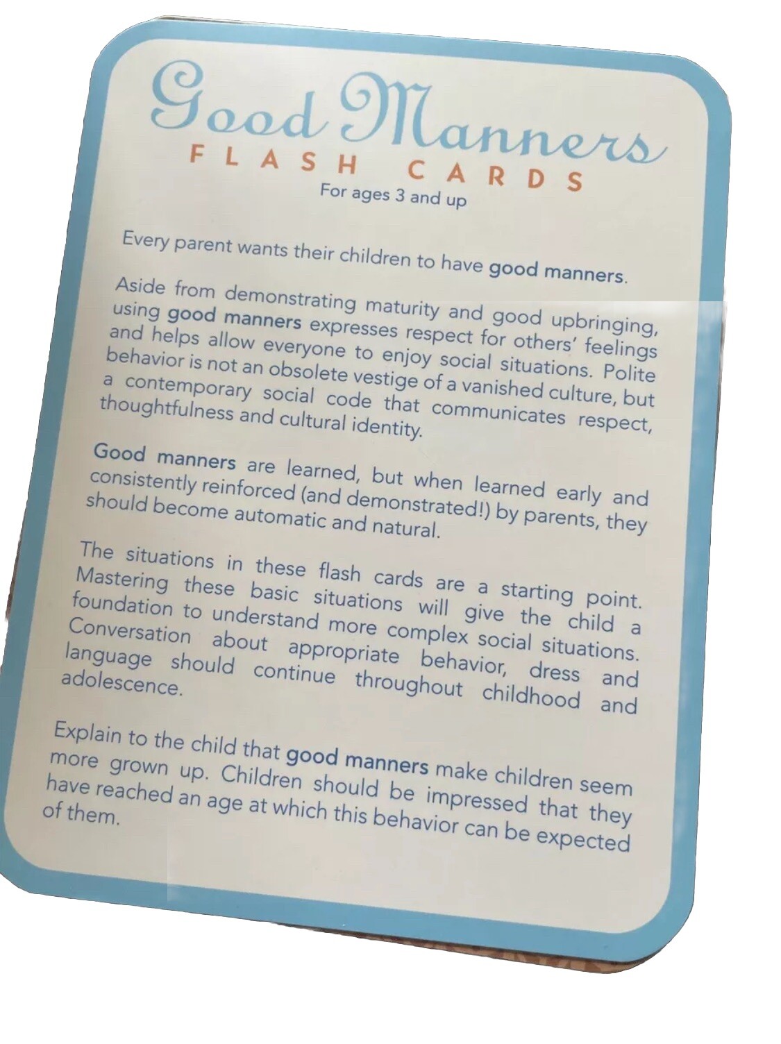 eeBoo Good Manners Conversation Flash Cards Boxed Set
