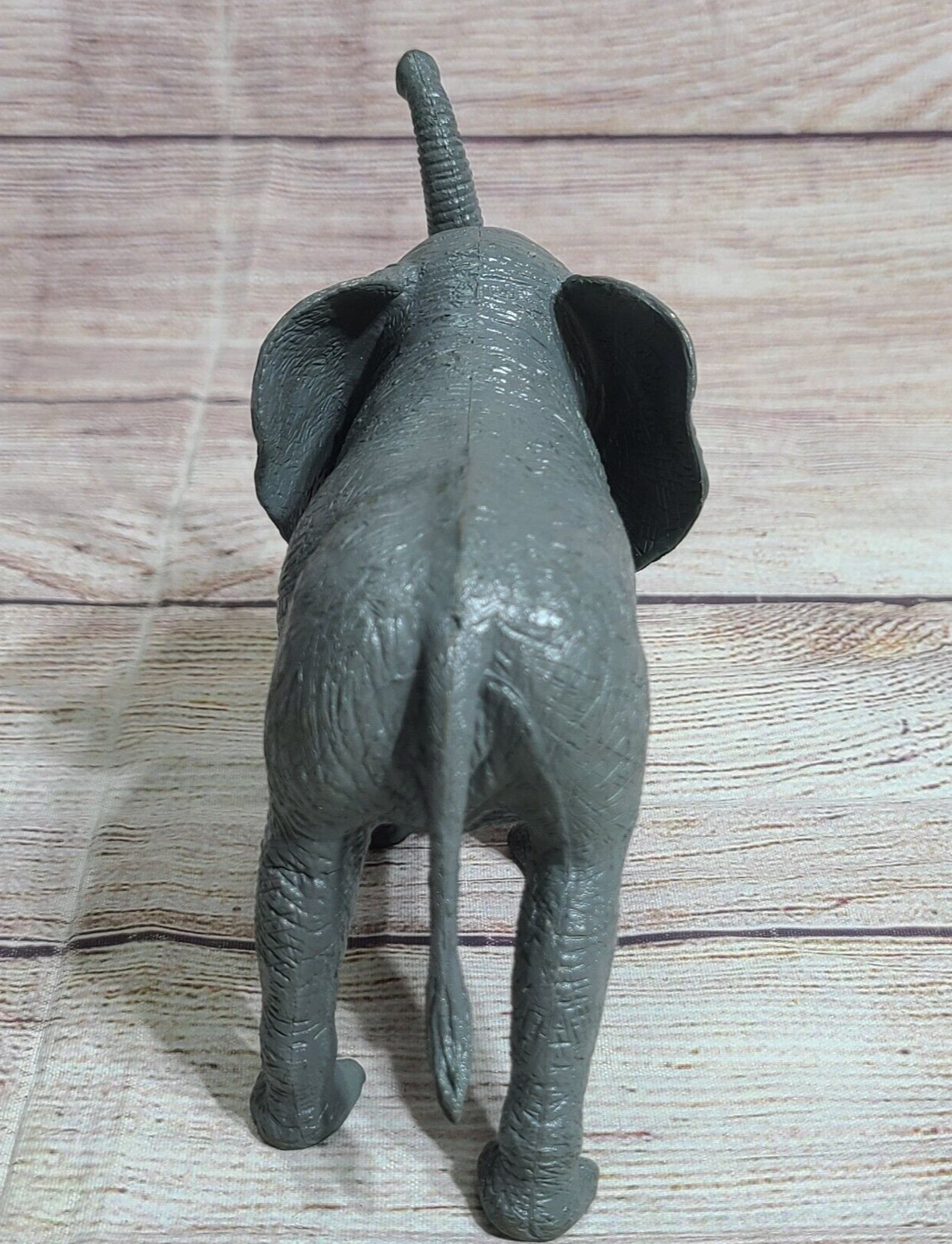 Unbranded Elephant Figurine Toy Pretend Play Jungle Gray White 6″