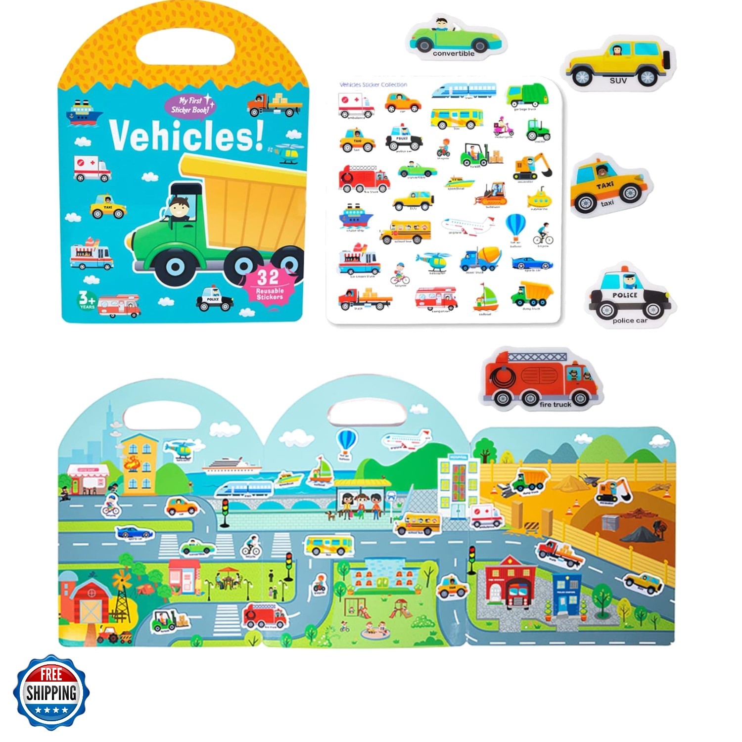 Jelly Reusable Sticker Books for Toddlers 1-3 2-4 , Portable Travel Toys Stic…