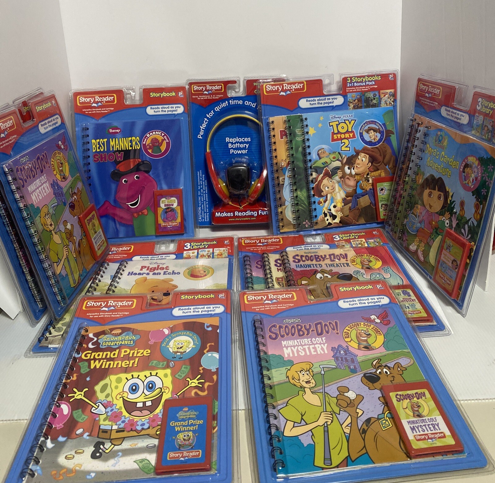 Story Reader Storybook w/ Cartridges Lot /NEW! Dora, Scooby-Doo, Pooh/Read