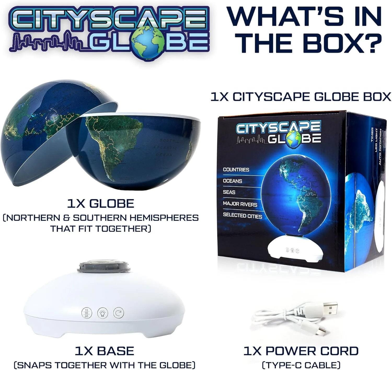 USA Toyz Cityscapes Illuminated Globe for Kids Learning STEM – Globe with Stand,