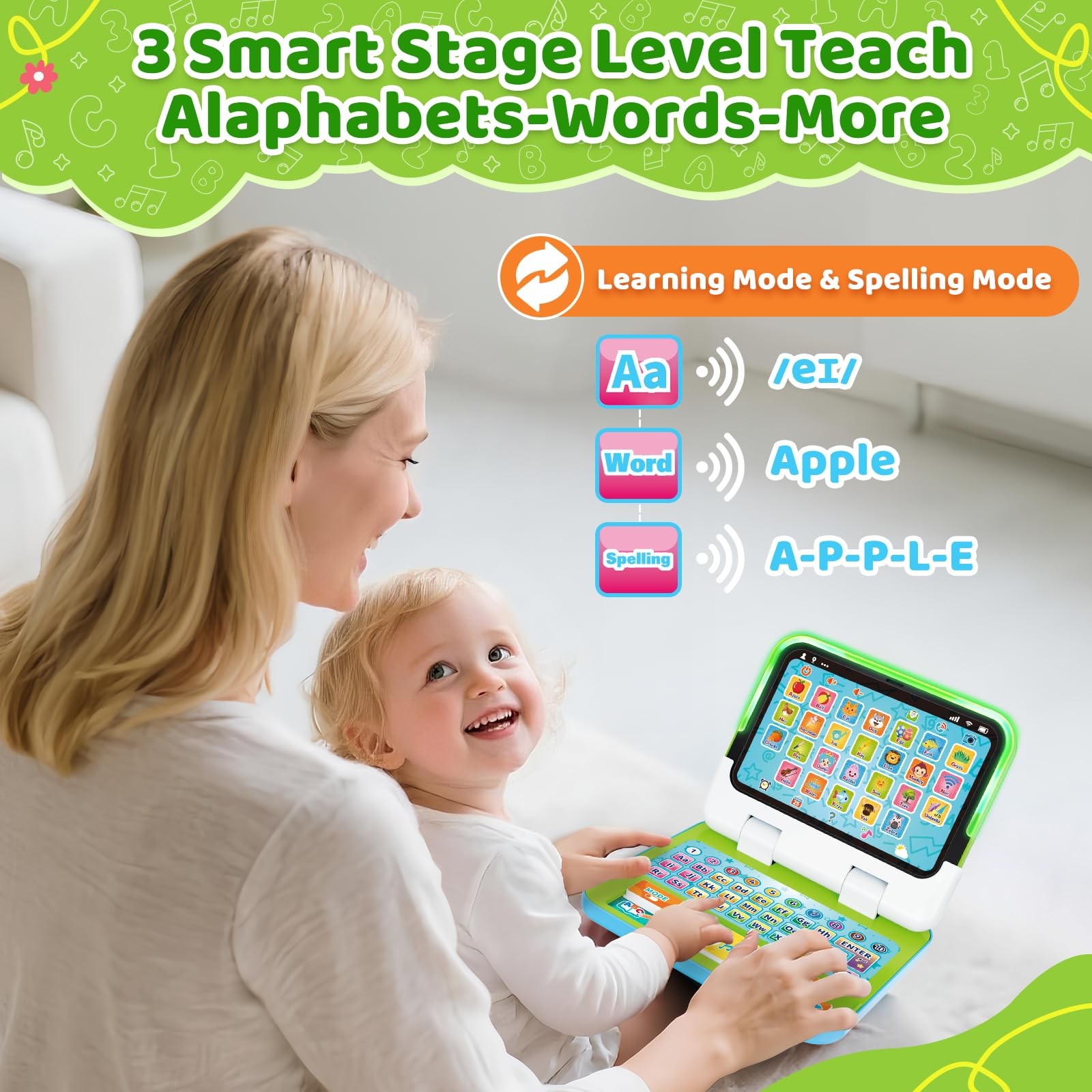 Learning Toy for 1 2 3 Year Old Boys Girls, Learning Laptop for Toddlers 1-3,…