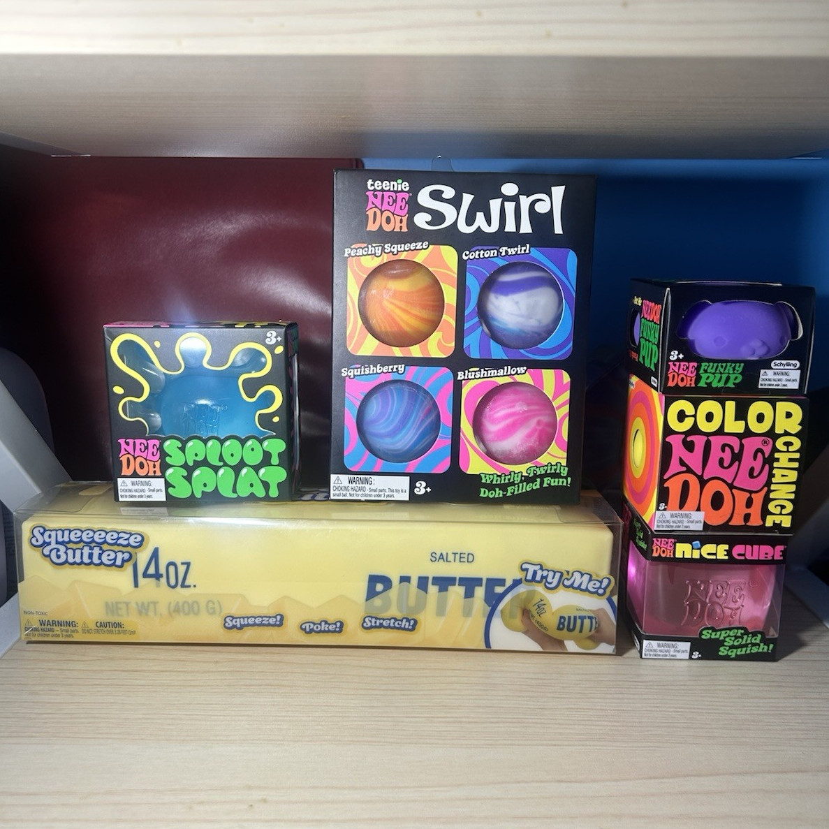 NeeDoh Toy Lot Bundle: Nice Cube, Swirl, Splooot, Splat, Butter, Color Change
