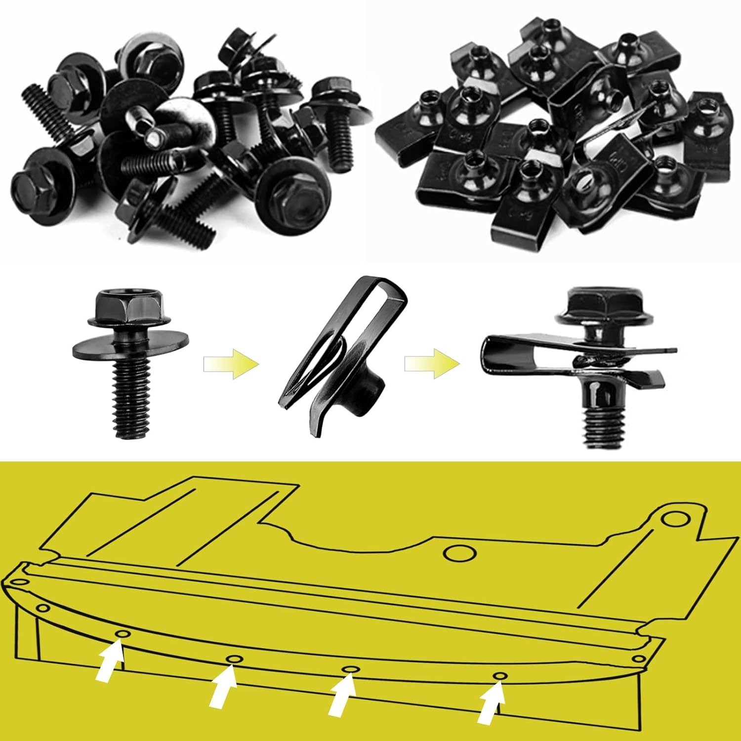 45PCS Engine Splash Shield Bolts Clips Fasteners for Bumper Fender Liner
