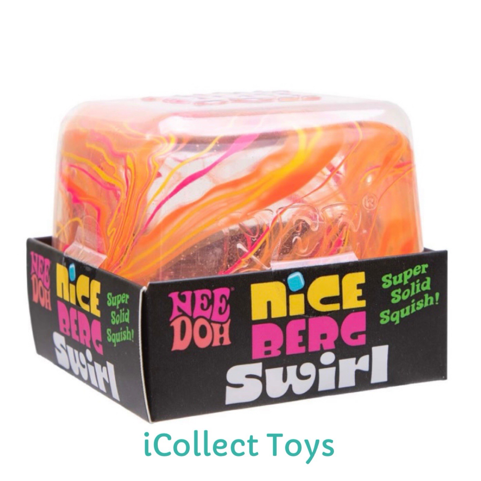 NeeDoh NICE BERG SWIRL 3.25” Cube VIRAL Squishy Nee Doh Toy [ORANGE SWIRL]