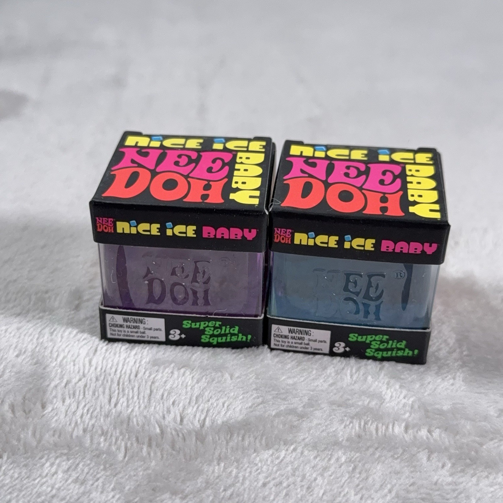 NeeDoh Nice Ice Baby 1”size – 2 Pack Sensory Toy NEW Purple & Blue NIB
