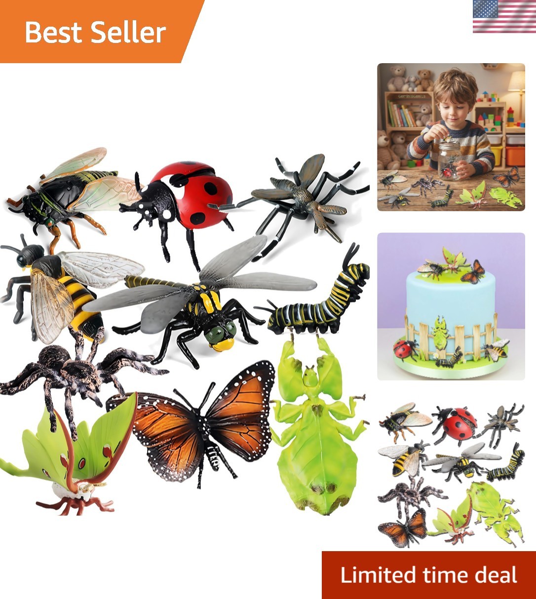 10Pcs Bug Toys for Kids, Woodland Animals, Insect Figurines, Cicada, Ladybird…