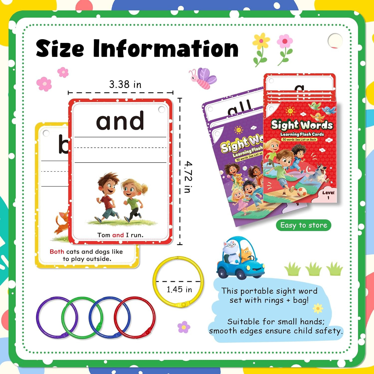 Sight Words Flash Cards Kindergarten, Flash Cards for Kids Ages 4-8, 250 Dolch S