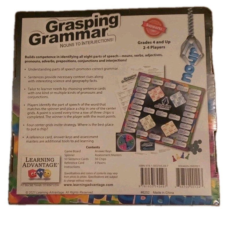 Grasping Grammar Nouns to Interjections! Learning Advantage Board Game New