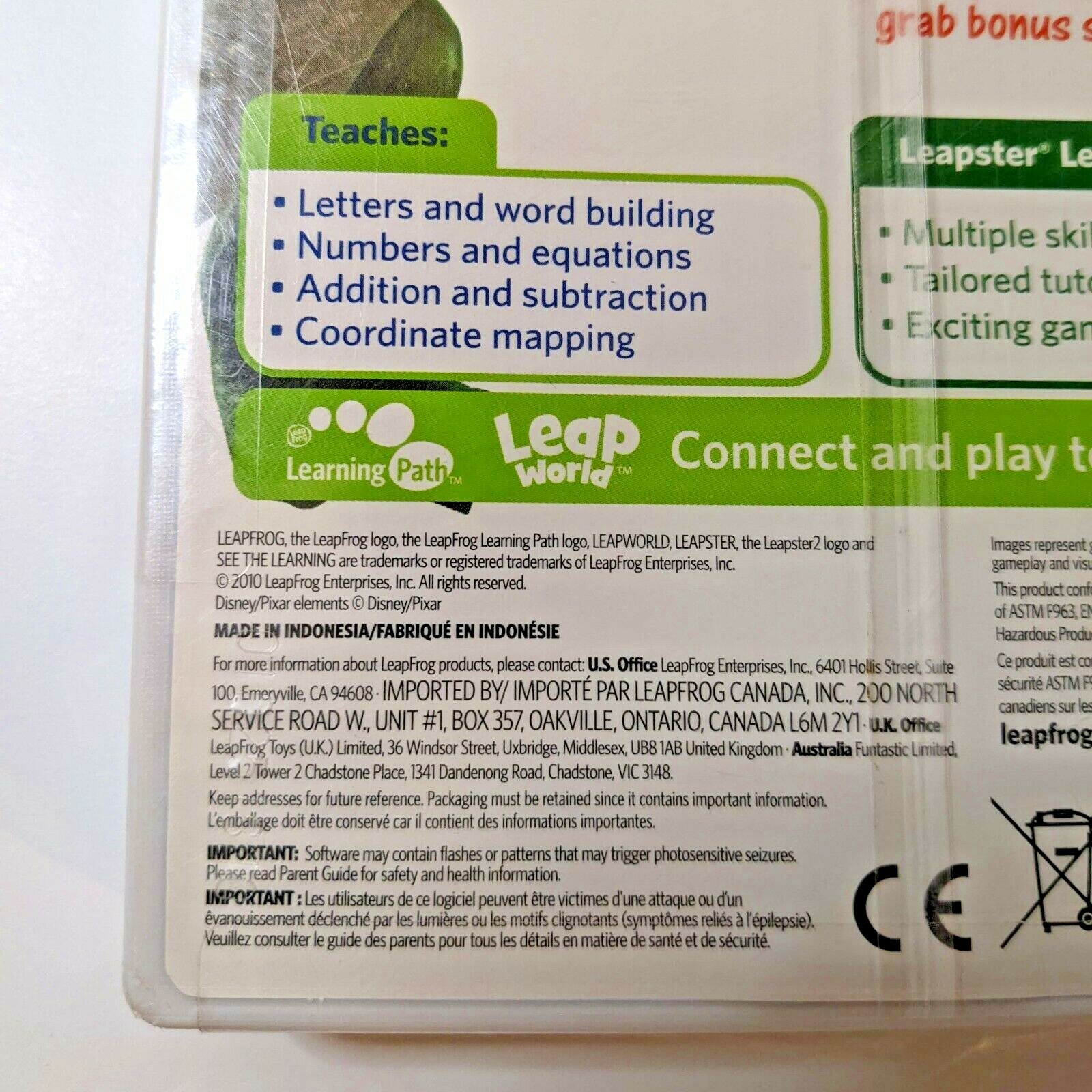 Leap Frog Leapster, Toy Story 3 Game, 4-7 Y, Disney Pixar, Works with Leapster 2