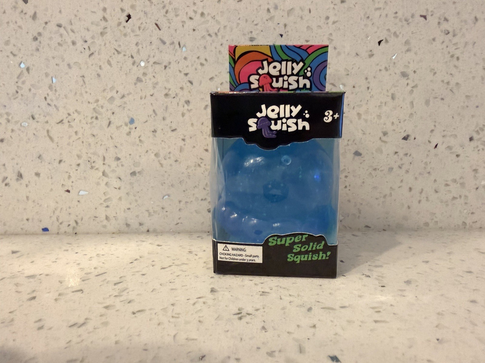 Jelly Squish Super Solid Blue Squish Tactile Squeeze Toy, Age 3+