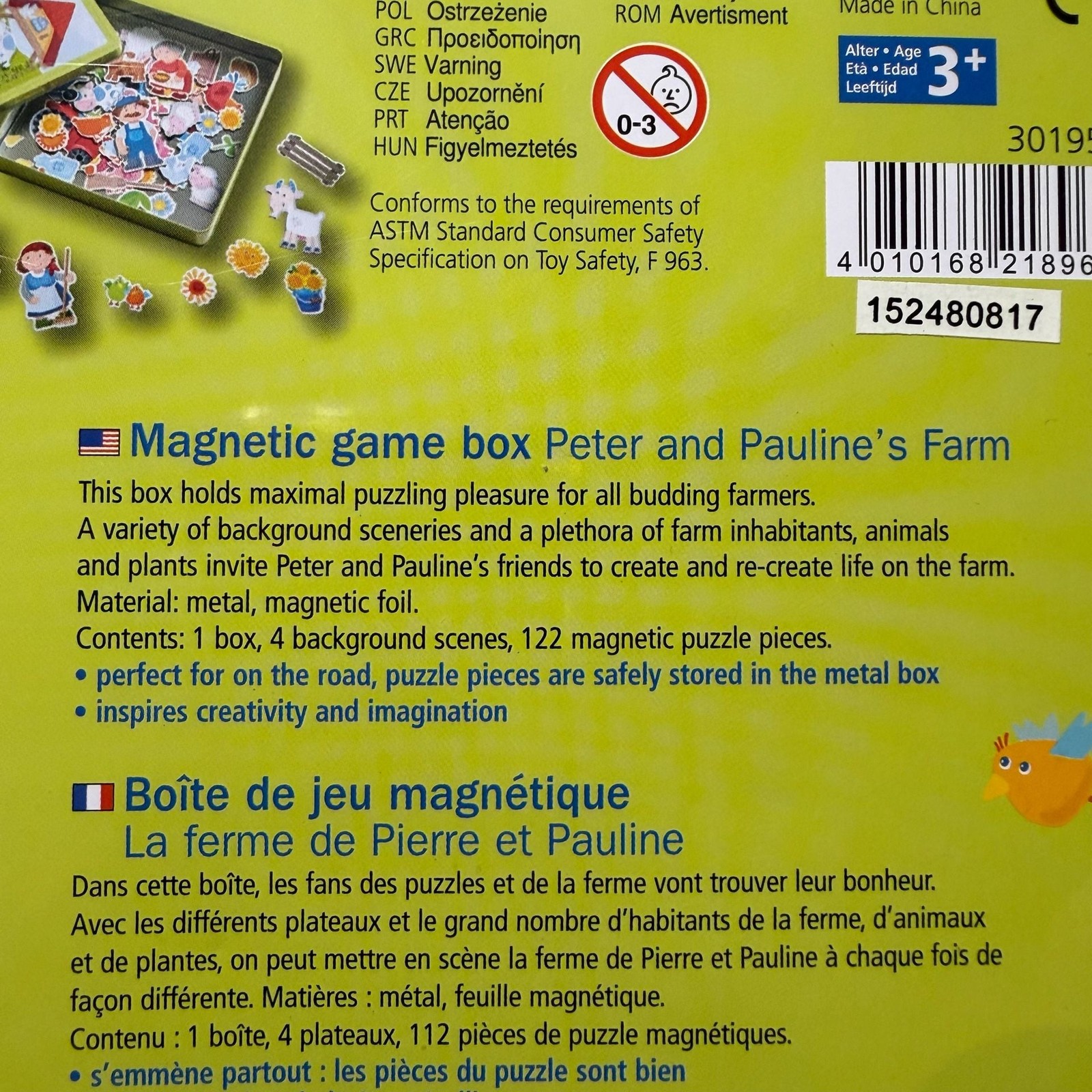 2 HABA Magnetic Games Dress-up Doll Lilli and Peter & Pauline’s Farm Travel Tins